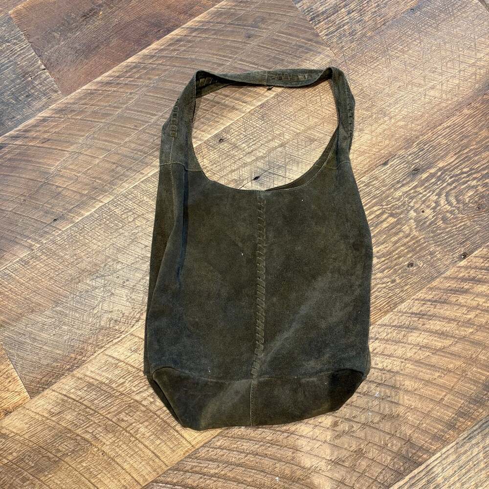 Haute Hippie Distressed Suede Hobo Shoulder Bag with Matching Zip - Picture 3 of 5
